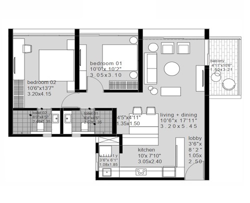 The Ark Voyage - CULLINAN 3 BHK floor plan